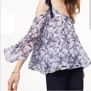 Loft Frosted Branch Cold Shoulder Top XL